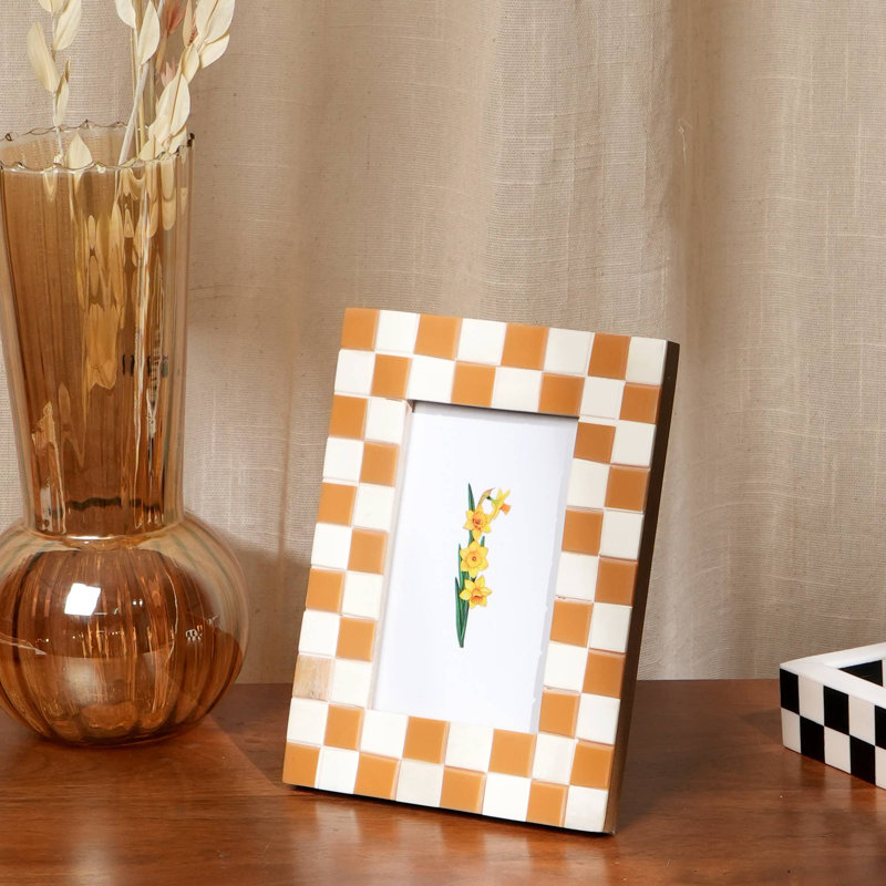 Cadre photo décoratif en résine à motif d'os en résine, 4 po x 6 po