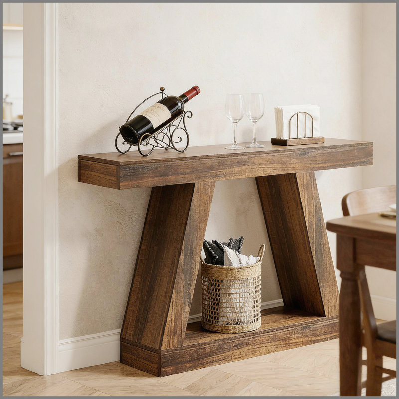 Console 55 po avec rangement Farmhouse, Marron foncé