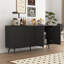 Buffet Modern Farmhouse moderne avec 4 portes, tablettes réglables et motif hexagonal pour un rangement polyvalent et un décor élégant