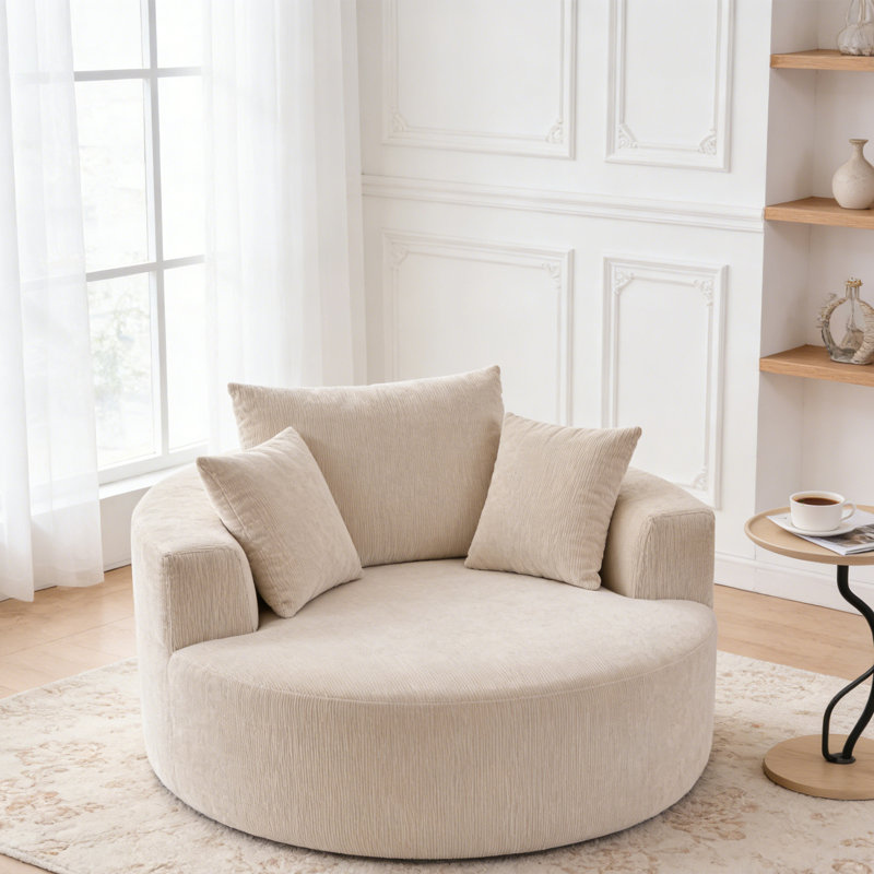 Fauteuil en chenille surdimensionné sans assemblage requis, Beige