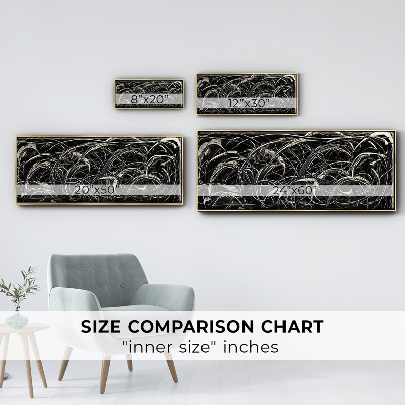 Linear Movement I - Framed Canvas, 24" H x 60" W