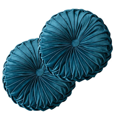 Velvet Round Throw Pillow for Couch Decor 15-Inch (Set of 2)