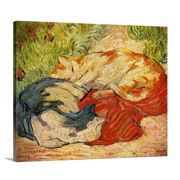Aonesti «Cats, 1909-10» par Franz Marc, reproduction, H 25 po x l 30 po x P 1,5 po, Toile