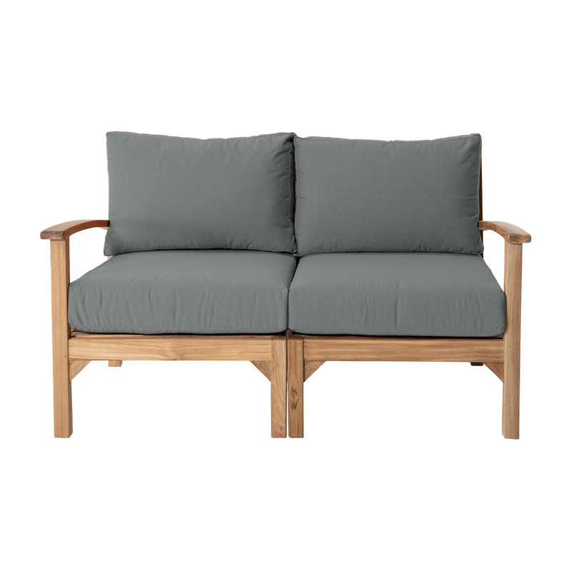 Huntington 60'' Wide Teak Loveseat with Cushions, Canvas Regatta Sunbrella® Canvas