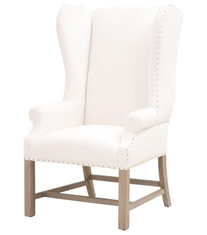 Fauteuil à oreilles Bahia, Mélange de lin blanc