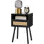 Table de chevet en rotin, table d'appoint avec tablette ouverte