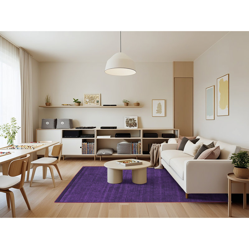 Tapis mauve Mid-Century Modern 426, Rectangle 7 pi x 9 pi
