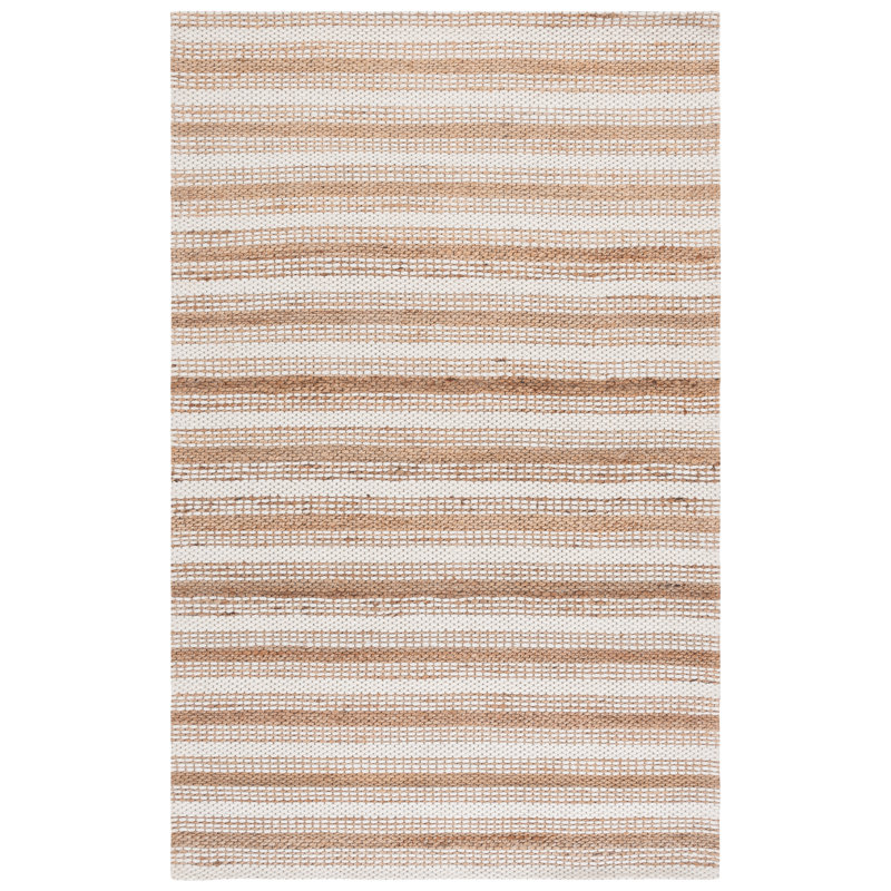 Natural Fiber 101 Hand Loomed 80% Wool; 20% Cotton Striped Rug, Rectangle 6' x 9'