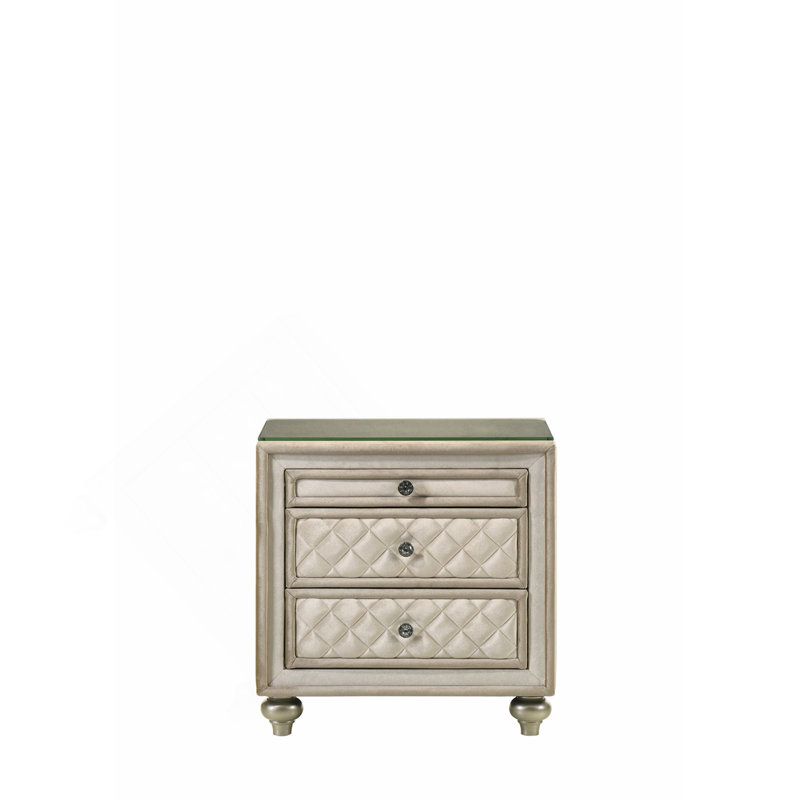 Table de chevet beige en velours