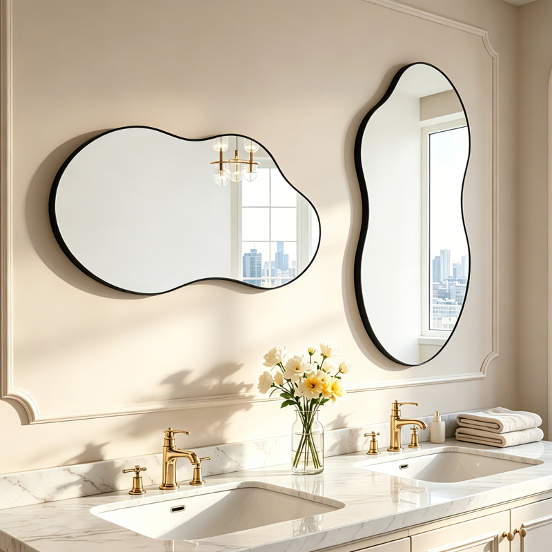 Asymmetrical Wall Mirrors Set of 2, 92.5cm H x 50cm W