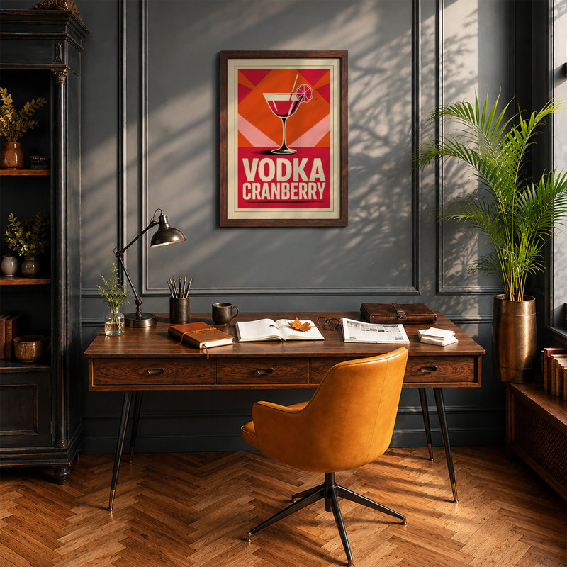 Vodka Cranberry Poster Retro - Framed Print, A2 - 59.4 x 42.0 cm, Unframed