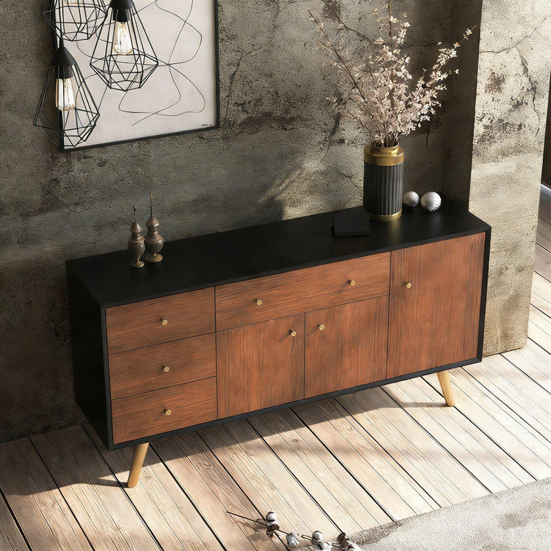 Buffet simple de style nordique moderne, H 31,5 po x l 63 po x P 15,7 po