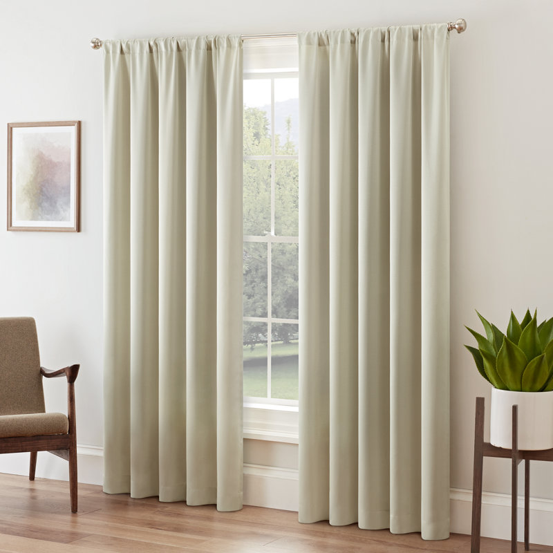 Tricia Solid Curtain Panel, Room Darkening Rod Pocket Curtain Thermapanel (1 Panel), Stone, 52" W x 95" L