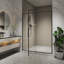 Porte de douche à pivot 56 x 60 po x H 74 po, ouverte à l'extérieur, arrêt à 105 degrés, avec finition en verre trempé noir mat 5/16 po