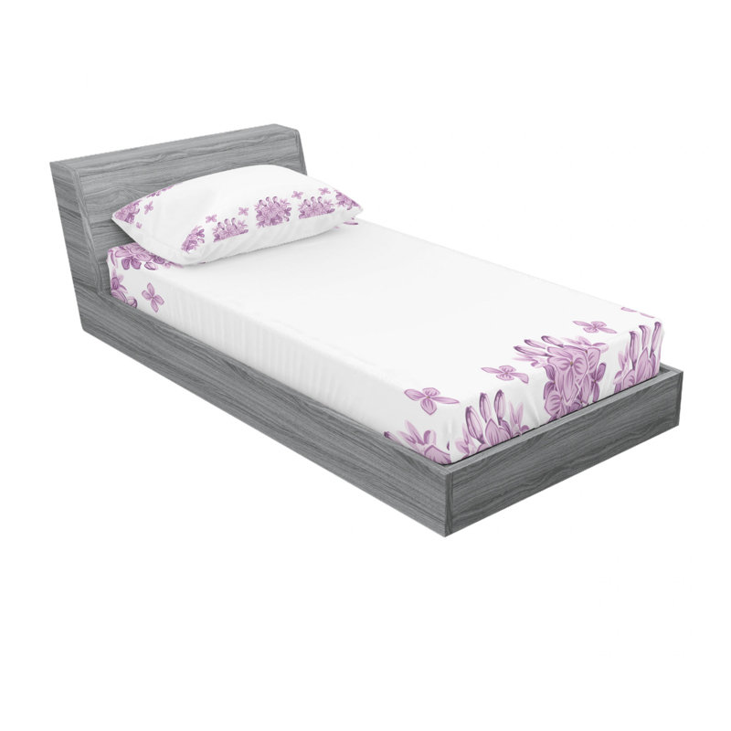 Microfiber Floral Sheet Set, Twin XL Sheet Set with Fitted Sheet
