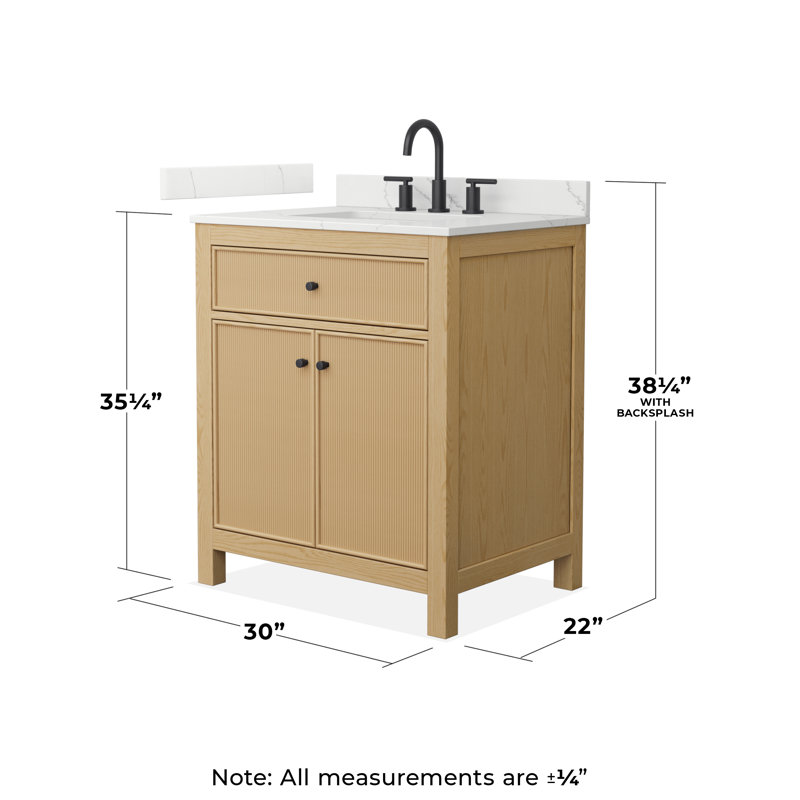 Meuble-lavabo simple autoportant 24 po avec plateau en quartz Pendry, Noir mat, 30", Quartz Giotto