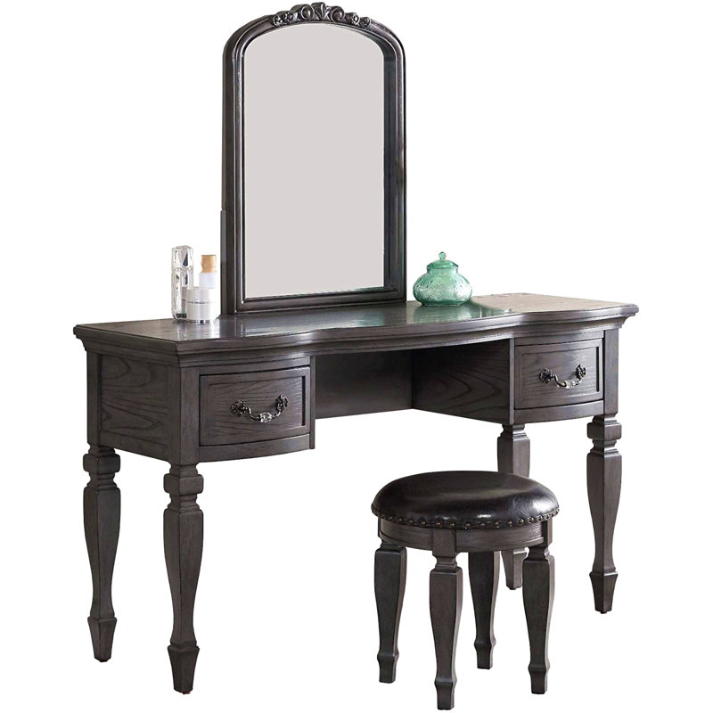 Ensemble de coiffeuse en bois, Gris