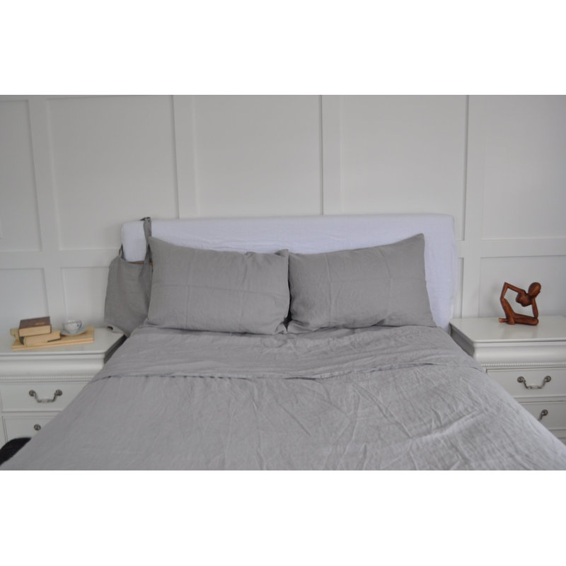 100% Linen Sheet Set, Smokey Gray, King Sheet Set with 2 Pillowcases