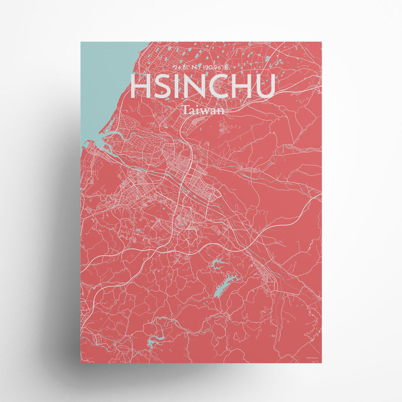 Hsinchu City Map In Maritime - No Frame Print, 24cm H x 18cm W x 0.05cm D