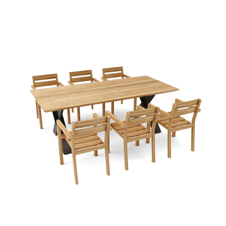 Morones Rectangular 6 - Person 86.6'' Long Teak Dining Set