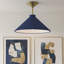Luminaire suspendu 1 lumière en or brossé avec abat-jour bleu marine Bradbury-1715831647