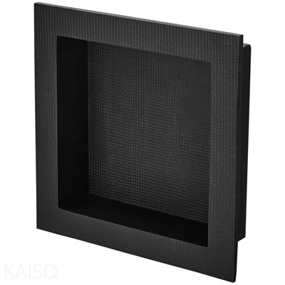 Niche de douche prête à poser 16 po x 16 po, organisateur à tablette simple, coins carrés encastrés et encastré, niche de rangement scellée à savon moderne pour salle de bain, noir