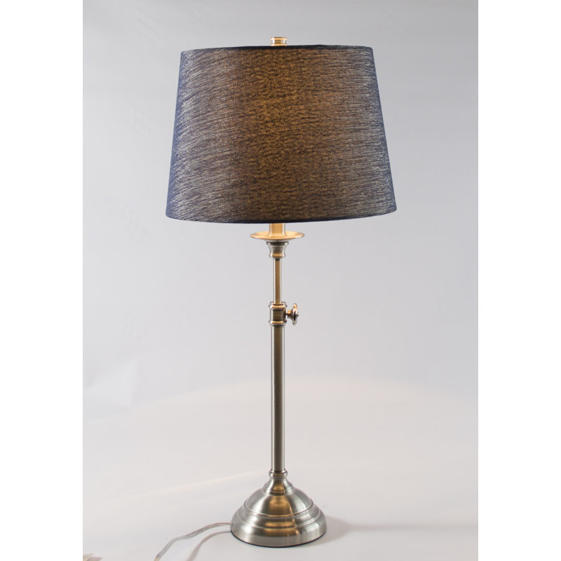 Lampe de table 30 ", Suède noir, Nickel brossé