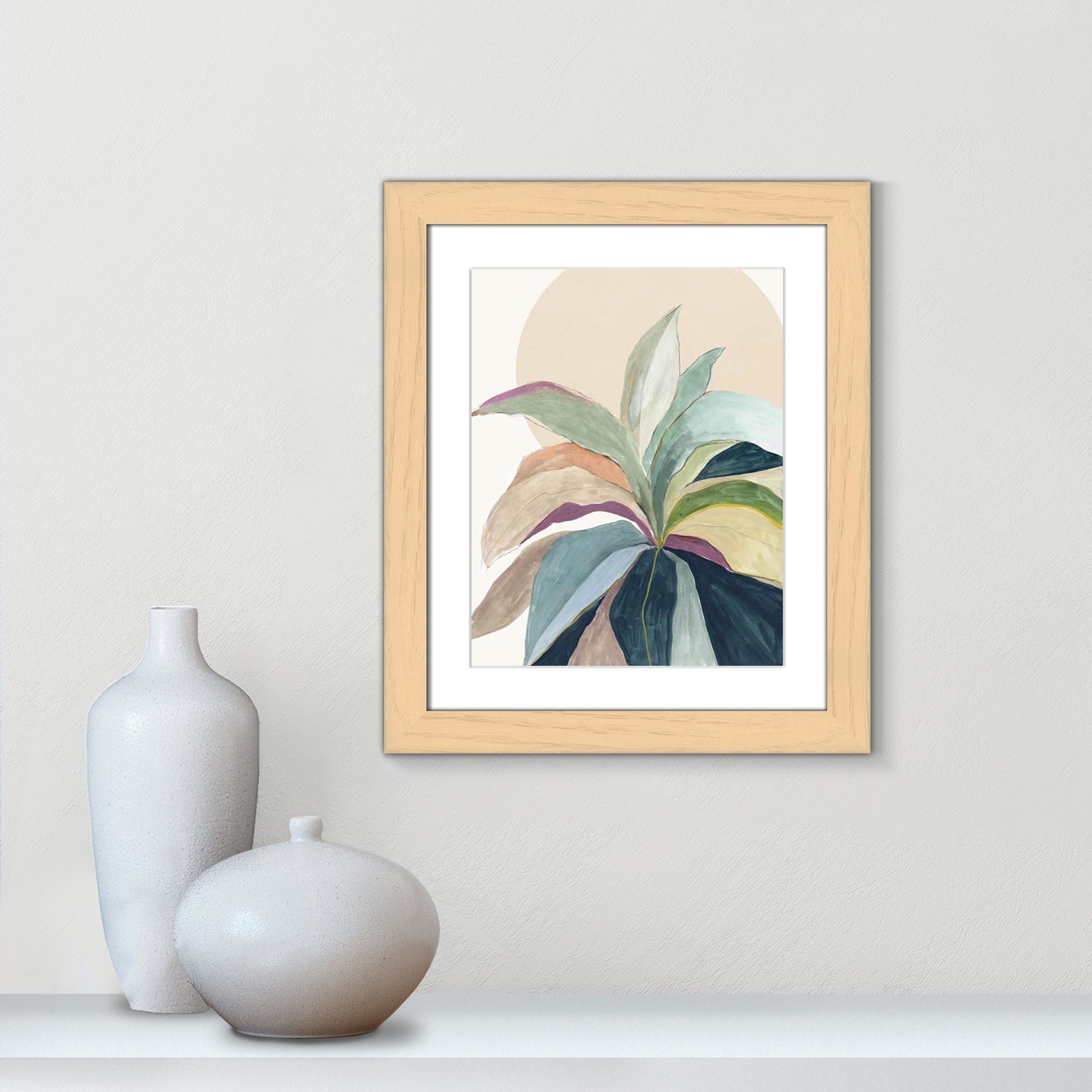 Sherbrooke Sunny Bright Leaves II Framed On Paper by Asia Jensen Print, Natural Cube Frame Matted