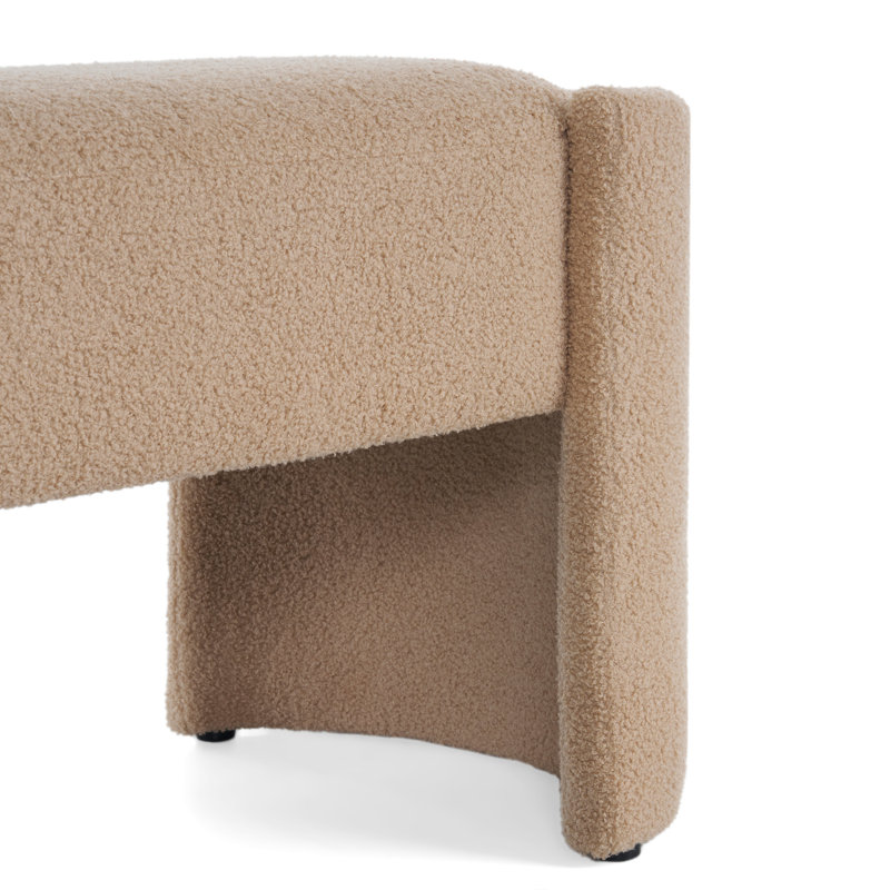 Banc long élégant et simple avec repose-pieds, chameau clair | Idée de cadeau