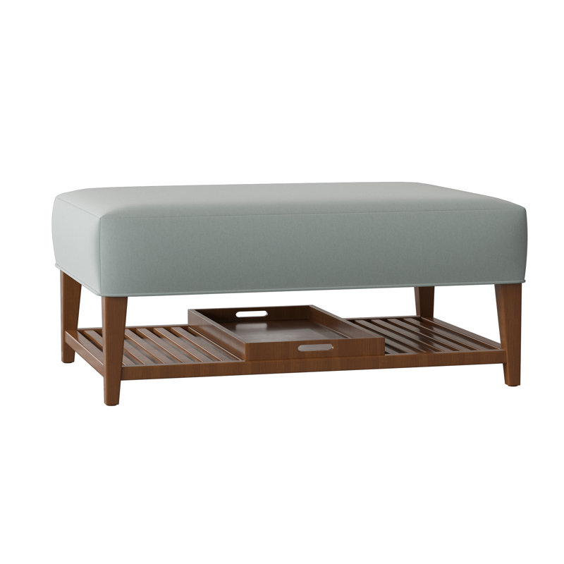 Repose-pieds rectangulaire avec rangement Carly, Pacanier, Sergé Peyton 21 Dove Performance