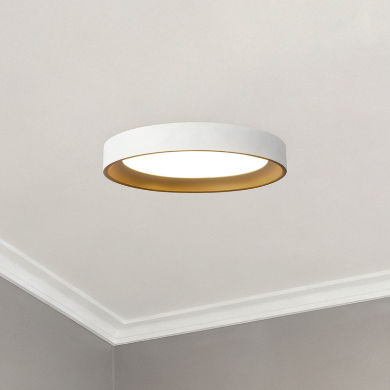 Nix 9-in Black dimmable LED Flush Mount, White/Gold
