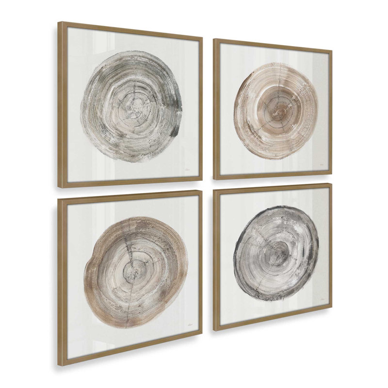 Anneaux du temps, ensemble de 4 impressions sur toile, Cadre noir satiné, H 21,5 po x l 41,5 po x P 1,25 po
