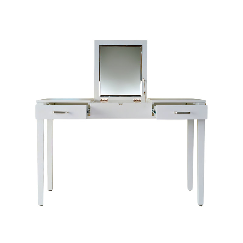 Kiralyn Writing Desk with Power Outlet, Crisp White