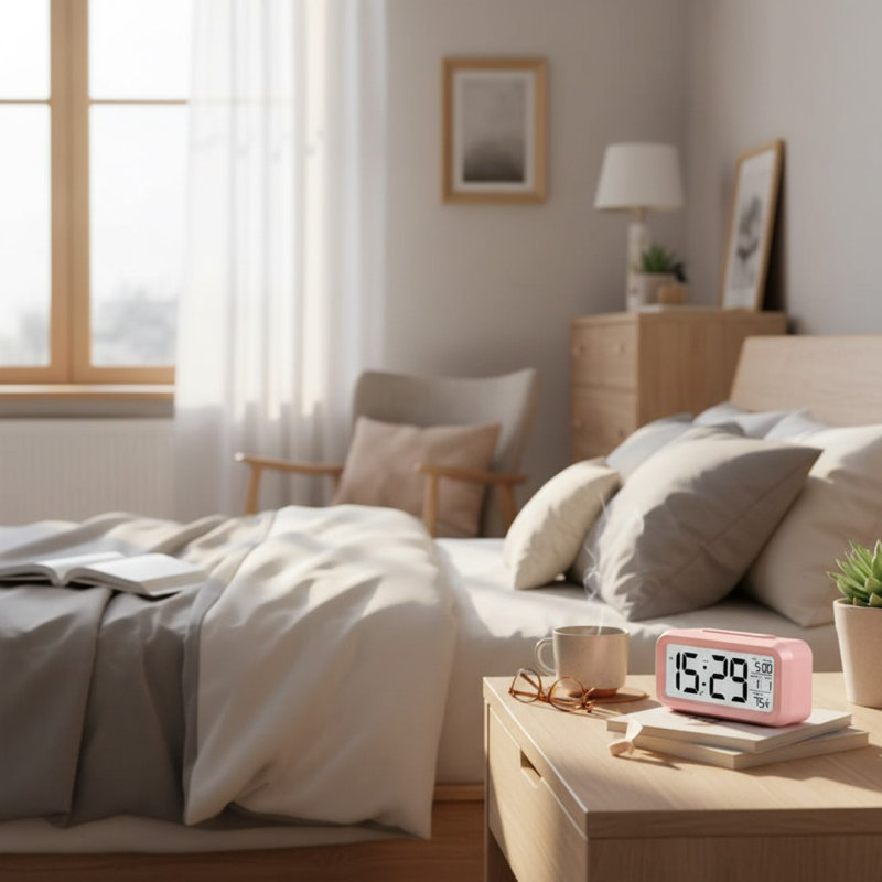 Numerical Electric Alarm Tabletop Clock in Pink