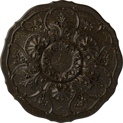 Endurathane Cornelia Ceiling Medallion, 22 1/2"OD x 1 1/2"P (Fits Canopies up to 4"), Hand-Painted Stone Hearth Crackle Finish