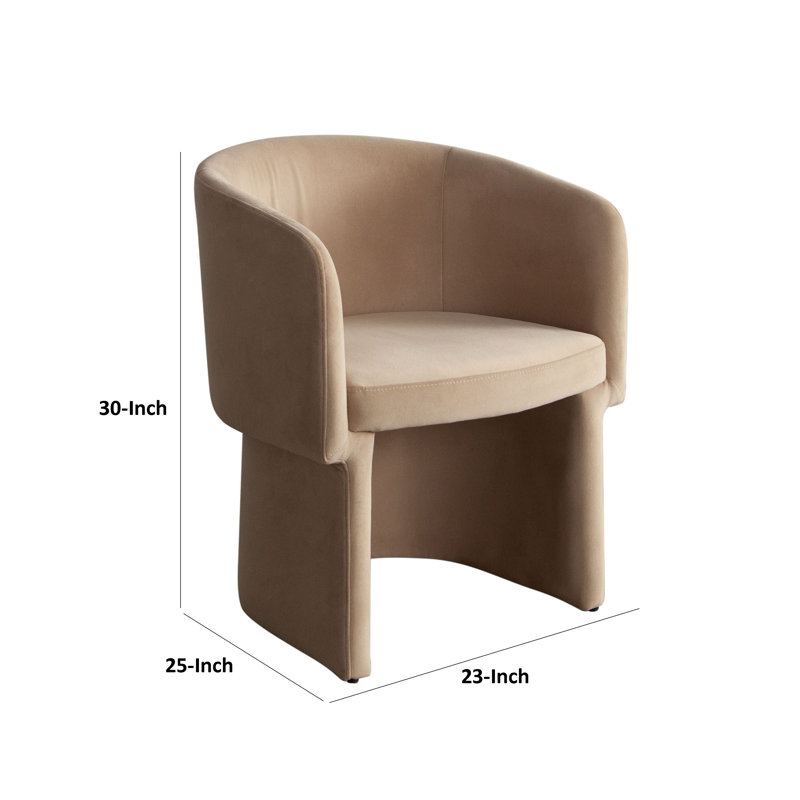 Chaise de salle à manger Tesy, accoudoirs inclinés, Velours brun chameau