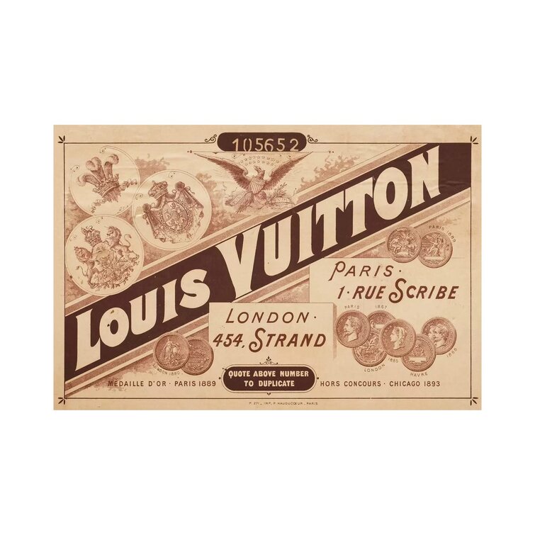 Louis Vuitton French Art Print in Vintage Gilt Frame Trunks and
