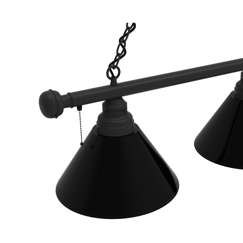 Luminaire suspendu 3 lumières pour table de billard, Noir, Noir uni