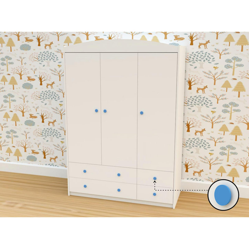 Sz09-a cabinet, white, blue handle, White / Blue