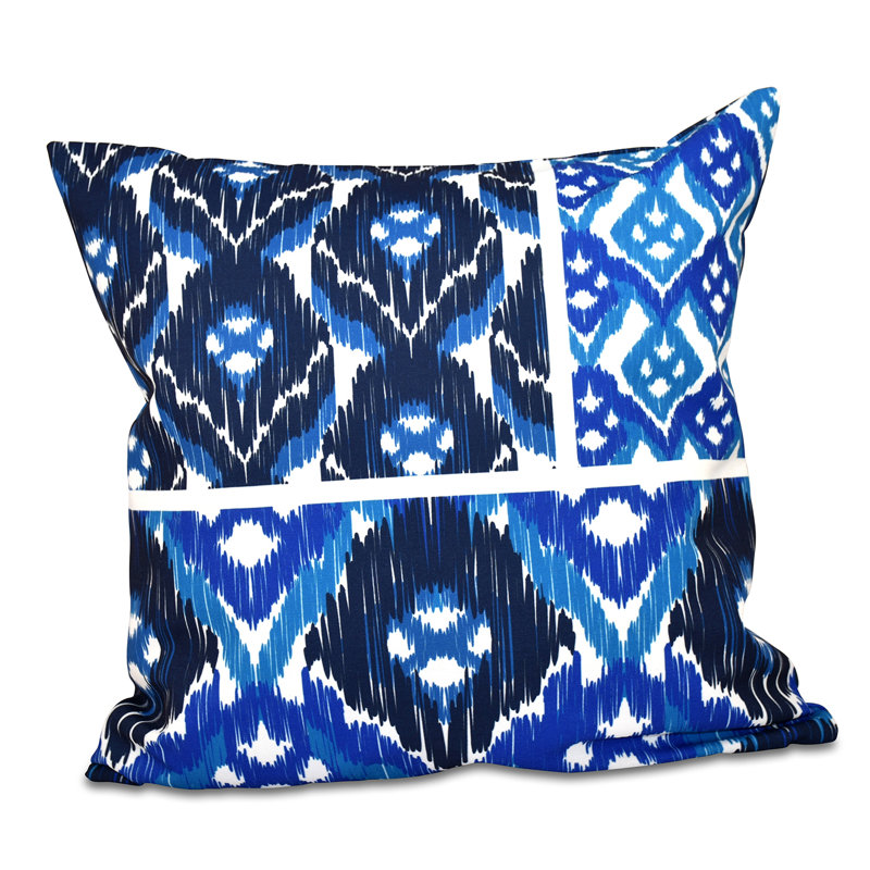 Happy Hippy Ikat Reversible Throw Pillow, 20" H x 20" W, Navy Blue