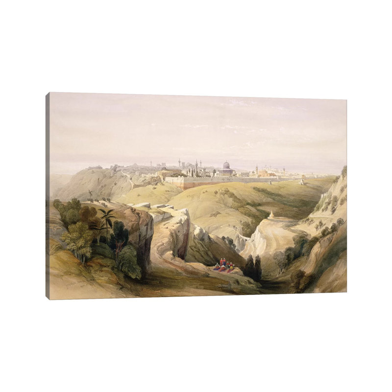 Jerusalem From The Mount Of Olives, April 8Th 1839, Plate 6 From Volume I Of 'The Holy Land'pub. 1842 by David Roberts - Wrapped Canvas Painting