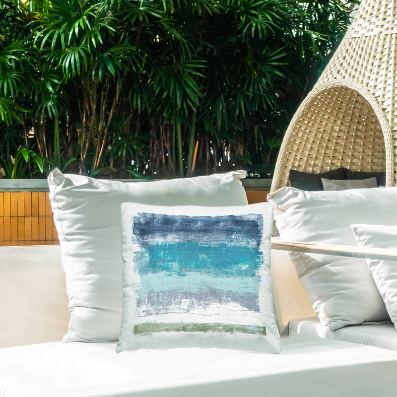 Coussin d'extérieur à rayures abstraites Cool Toned, par Filippo Ioco