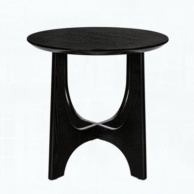 Round End Table with Cross-Legged Design, Wooden Side Table for Living Room