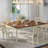 Farmhouse Rectangular Solid Wood Dining Table, Brown/White