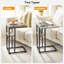 Table d'appoint pliable en forme de C avec tablettes de rangement; Glisse sous le canapé; Gris-brun