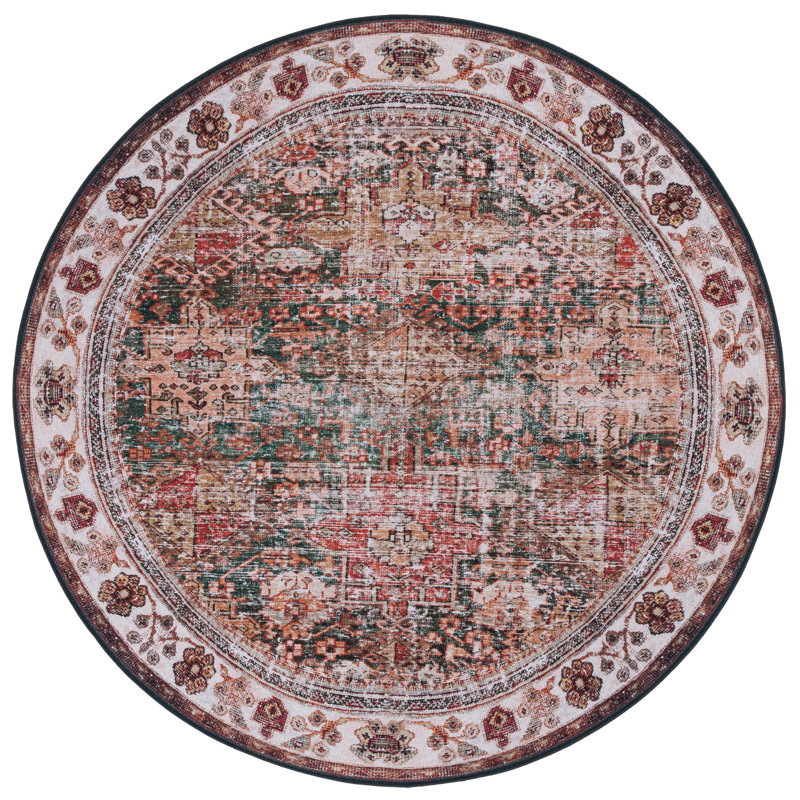 Pashen Performance Machine Washable Oriental Rug, Round 6'