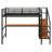 Metal Loft Bed With Storage Staircase And Small Wardrobe, Loft Bed With Safety Guard For Kids, Teens, And Adults-108294-108313