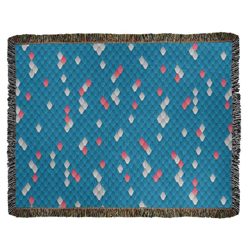 Jeté en coton tissé Katelyn Elizabeth, Bleu / rose