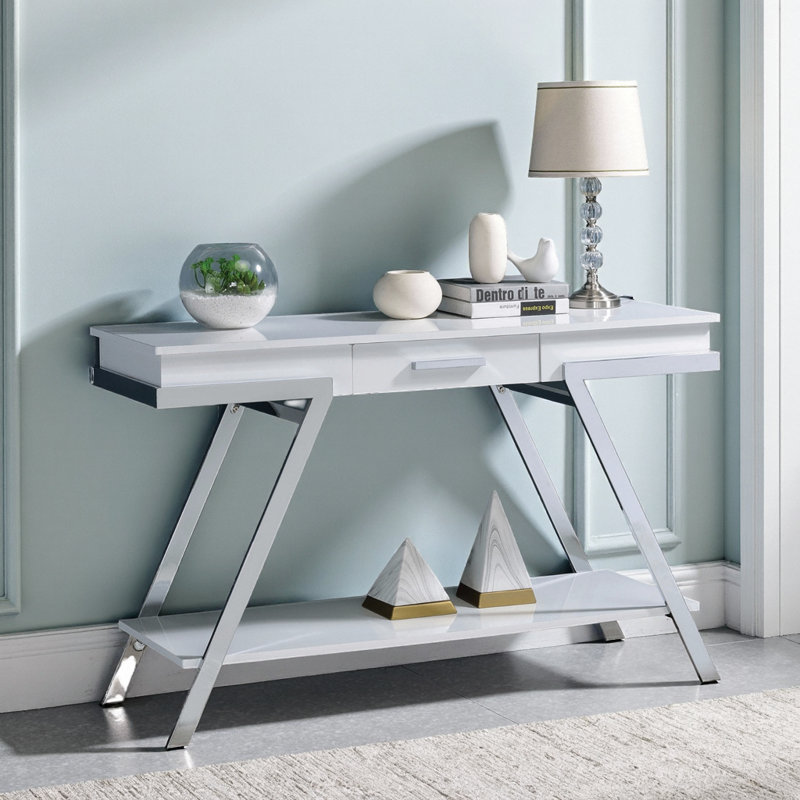 Console moderne en chrome blanc