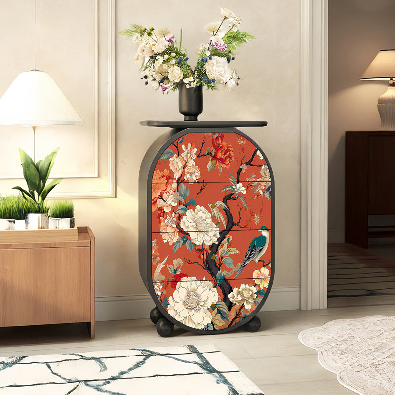 Solid Wood 4-Drawer Storage Cabinet